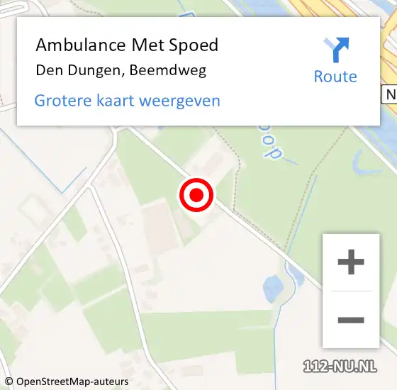 Locatie op kaart van de 112 melding: Ambulance Met Spoed Naar Den Dungen, Beemdweg op 23 juni 2016 19:58