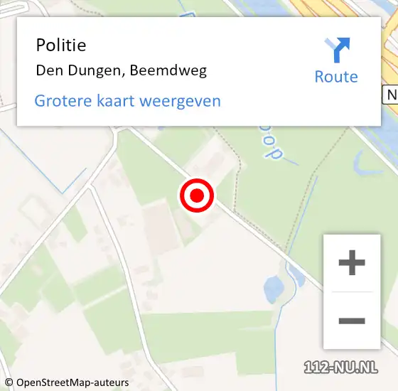 Locatie op kaart van de 112 melding: Politie Den Dungen, Beemdweg op 23 juni 2016 20:00