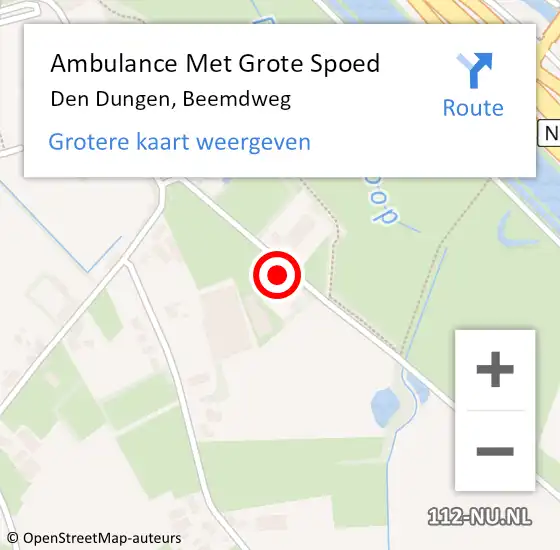 Locatie op kaart van de 112 melding: Ambulance Met Grote Spoed Naar Den Dungen, Beemdweg op 23 juni 2016 20:01