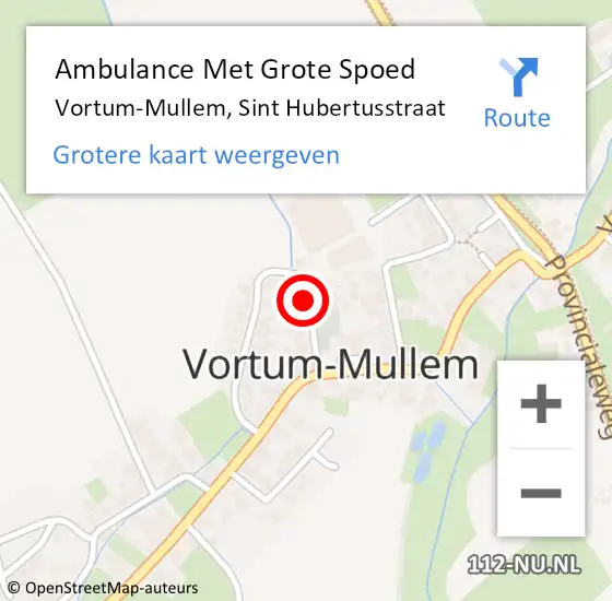 Locatie op kaart van de 112 melding: Ambulance Met Grote Spoed Naar Vortum-Mullem, Sint Hubertusstraat op 23 juni 2016 20:03