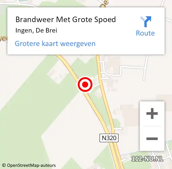 Locatie op kaart van de 112 melding: Brandweer Met Grote Spoed Naar Ingen, De Brei op 23 juni 2016 20:34