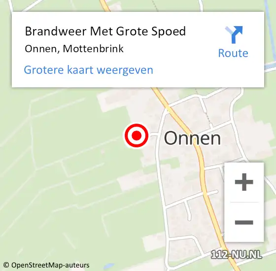 Locatie op kaart van de 112 melding: Brandweer Met Grote Spoed Naar Onnen, Mottenbrink op 19 december 2013 08:32