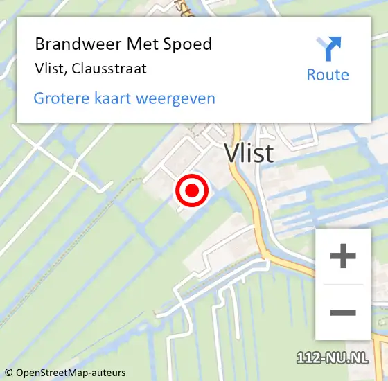 Locatie op kaart van de 112 melding: Brandweer Met Spoed Naar Vlist, Clausstraat op 23 juni 2016 21:17