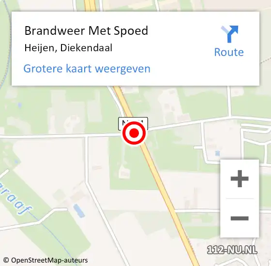 Locatie op kaart van de 112 melding: Brandweer Met Spoed Naar Heijen, Diekendaal op 23 juni 2016 21:44