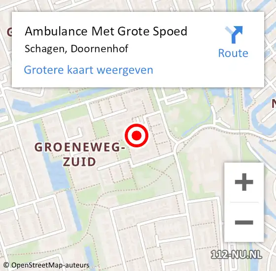 Locatie op kaart van de 112 melding: Ambulance Met Grote Spoed Naar Schagen, Doornenhof op 23 juni 2016 22:01