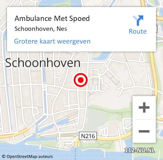 Locatie op kaart van de 112 melding: Ambulance Met Spoed Naar Schoonhoven, Nes op 23 juni 2016 22:09