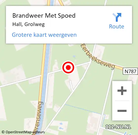 Locatie op kaart van de 112 melding: Brandweer Met Spoed Naar Hall, Grolweg op 23 juni 2016 22:15