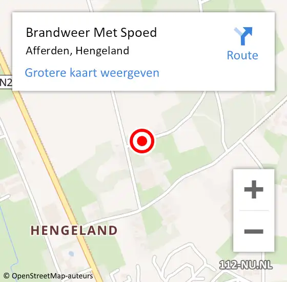 Locatie op kaart van de 112 melding: Brandweer Met Spoed Naar Afferden, Hengeland op 23 juni 2016 22:17