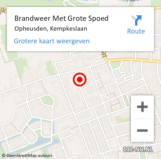 Locatie op kaart van de 112 melding: Brandweer Met Grote Spoed Naar Opheusden, Kempkeslaan op 23 juni 2016 22:17