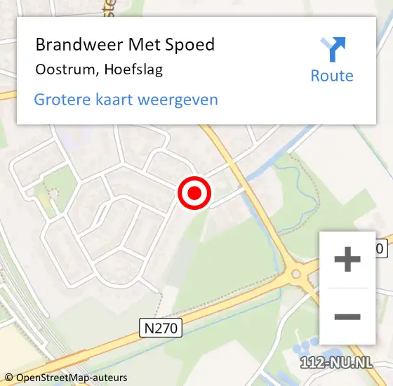 Locatie op kaart van de 112 melding: Brandweer Met Spoed Naar Oostrum, Hoefslag op 23 juni 2016 22:23