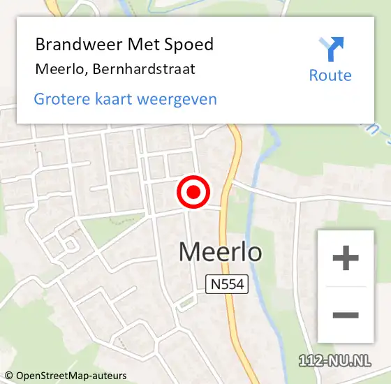 Locatie op kaart van de 112 melding: Brandweer Met Spoed Naar Meerlo, Bernhardstraat op 23 juni 2016 22:23