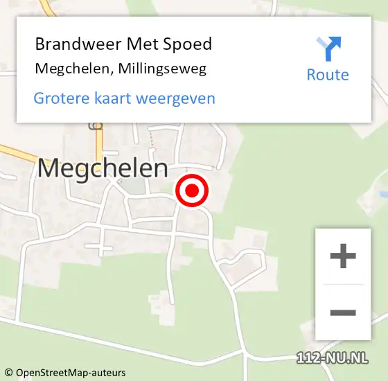 Locatie op kaart van de 112 melding: Brandweer Met Spoed Naar Megchelen, Millingseweg op 23 juni 2016 22:31