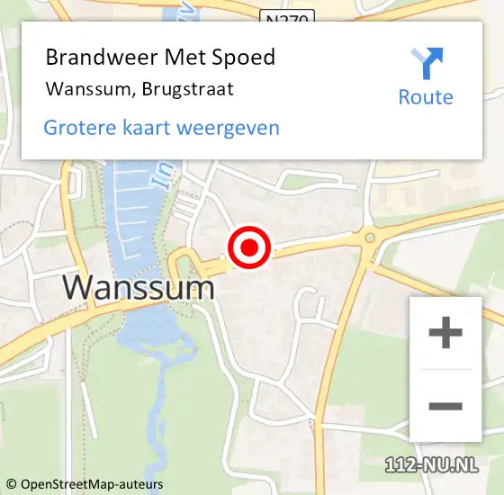 Locatie op kaart van de 112 melding: Brandweer Met Spoed Naar Wanssum, Brugstraat op 23 juni 2016 22:35