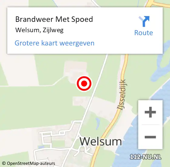 Locatie op kaart van de 112 melding: Brandweer Met Spoed Naar Welsum, Zijlweg op 23 juni 2016 22:45
