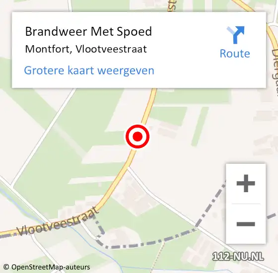 Locatie op kaart van de 112 melding: Brandweer Met Spoed Naar Montfort, Vlootveestraat op 23 juni 2016 22:53