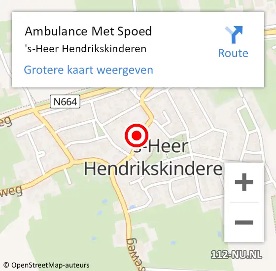 Locatie op kaart van de 112 melding: Ambulance Met Spoed Naar 's-Heer Hendrikskinderen op 16 september 2013 14:54