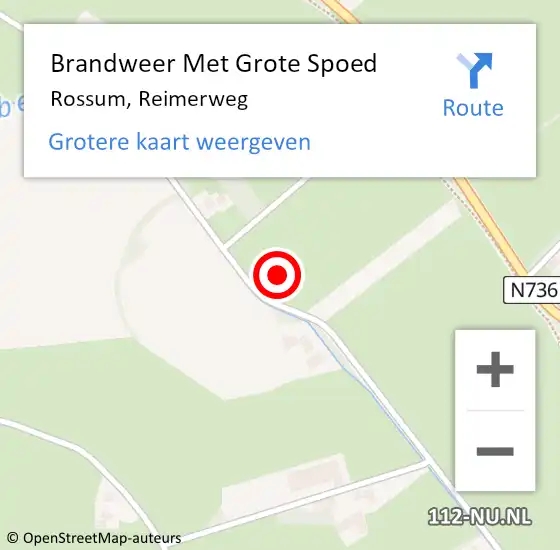 Locatie op kaart van de 112 melding: Brandweer Met Grote Spoed Naar Rossum, Reimerweg op 23 juni 2016 22:57