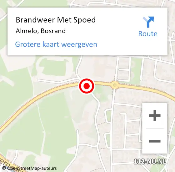 Locatie op kaart van de 112 melding: Brandweer Met Spoed Naar Almelo, Bosrand op 23 juni 2016 23:00