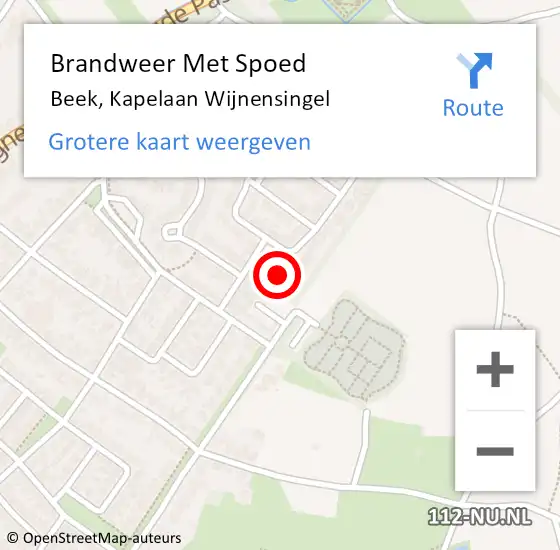 Locatie op kaart van de 112 melding: Brandweer Met Spoed Naar Beek, Kapelaan Wijnensingel op 23 juni 2016 23:50