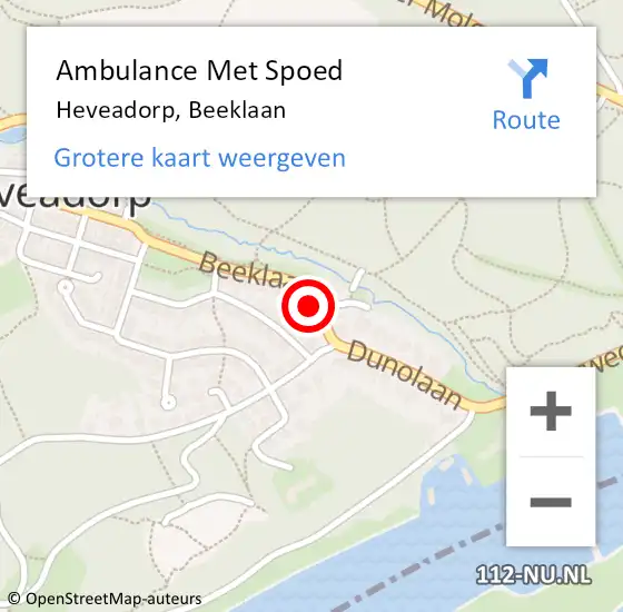 Locatie op kaart van de 112 melding: Ambulance Met Spoed Naar Heveadorp, Beeklaan op 24 juni 2016 00:04