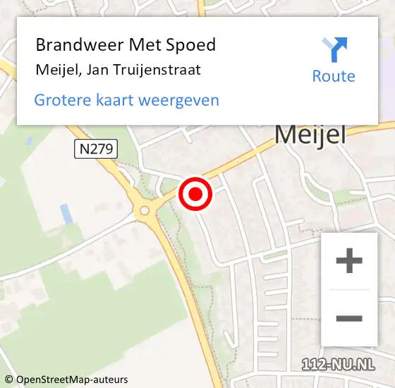 Locatie op kaart van de 112 melding: Brandweer Met Spoed Naar Meijel, Jan Truijenstraat op 24 juni 2016 00:26