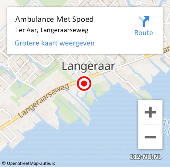 Locatie op kaart van de 112 melding: Ambulance Met Spoed Naar Ter Aar, Langeraarseweg op 24 juni 2016 00:28