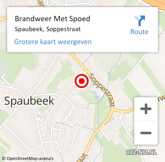 Locatie op kaart van de 112 melding: Brandweer Met Spoed Naar Spaubeek, Soppestraat op 24 juni 2016 00:31