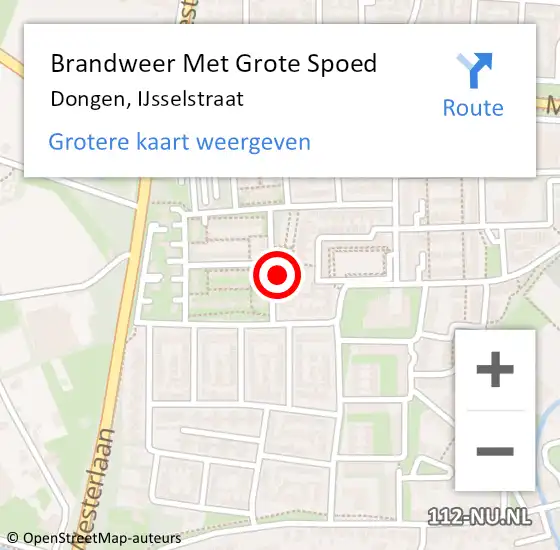 Locatie op kaart van de 112 melding: Brandweer Met Grote Spoed Naar Dongen, IJsselstraat op 24 juni 2016 00:47