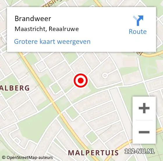 Locatie op kaart van de 112 melding: Brandweer Maastricht, Reaalruwe op 24 juni 2016 01:33