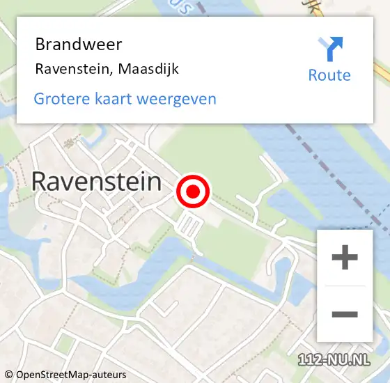 Locatie op kaart van de 112 melding: Brandweer Ravenstein, Maasdijk op 24 juni 2016 02:52