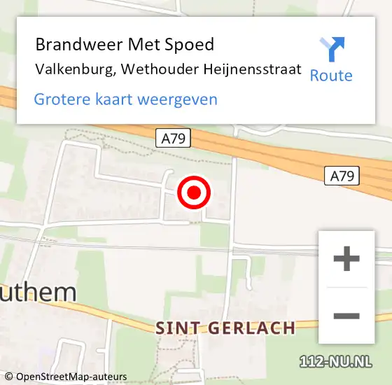 Locatie op kaart van de 112 melding: Brandweer Met Spoed Naar Valkenburg, Wethouder Heijnensstraat op 24 juni 2016 03:38