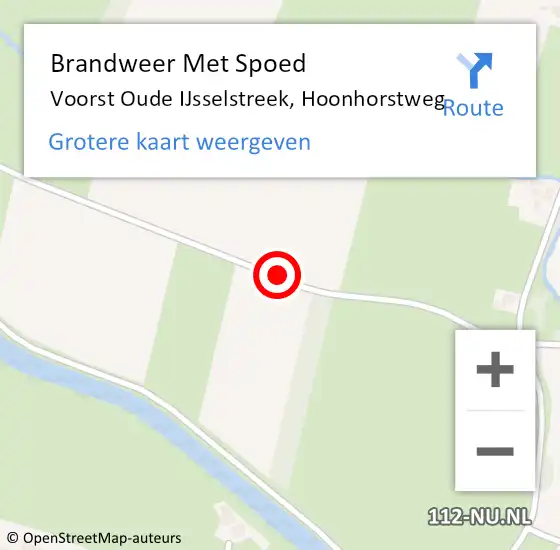 Locatie op kaart van de 112 melding: Brandweer Met Spoed Naar Voorst Oude IJsselstreek, Hoonhorstweg op 24 juni 2016 05:38