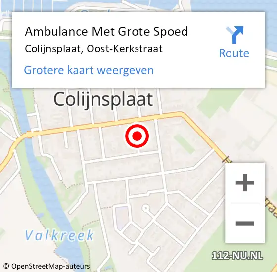 Locatie op kaart van de 112 melding: Ambulance Met Grote Spoed Naar Colijnsplaat, Oost-Kerkstraat op 24 juni 2016 05:59