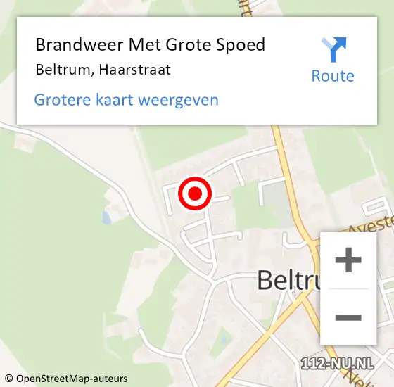 Locatie op kaart van de 112 melding: Brandweer Met Grote Spoed Naar Beltrum, Haarstraat op 24 juni 2016 06:08