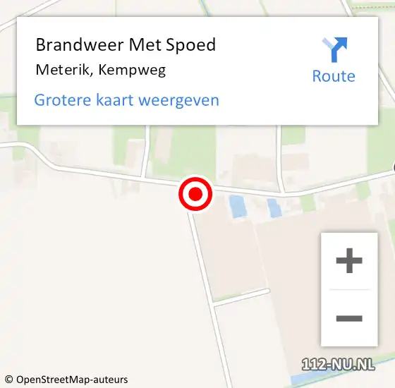 Locatie op kaart van de 112 melding: Brandweer Met Spoed Naar Meterik, Kempweg op 24 juni 2016 06:14