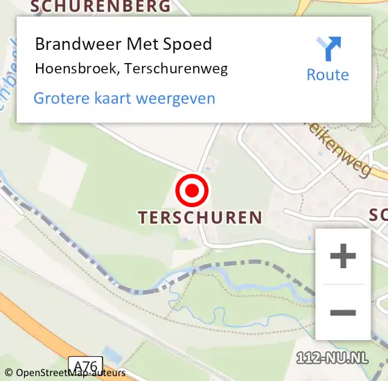 Locatie op kaart van de 112 melding: Brandweer Met Spoed Naar Hoensbroek, Terschurenweg op 24 juni 2016 06:22