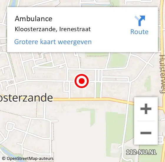 Locatie op kaart van de 112 melding: Ambulance Kloosterzande, Irenestraat op 24 juni 2016 08:02