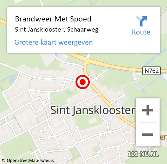 Locatie op kaart van de 112 melding: Brandweer Met Spoed Naar Sint Jansklooster, Schaarweg op 19 december 2013 09:08