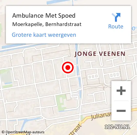 Locatie op kaart van de 112 melding: Ambulance Met Spoed Naar Moerkapelle, Bernhardstraat op 24 juni 2016 08:22