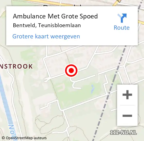 Locatie op kaart van de 112 melding: Ambulance Met Grote Spoed Naar Bentveld, Teunisbloemlaan op 24 juni 2016 08:50