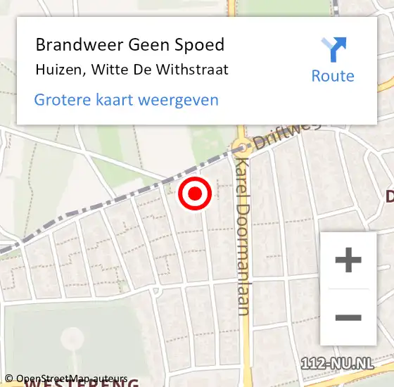 Locatie op kaart van de 112 melding: Brandweer Geen Spoed Naar Huizen, Witte De Withstraat op 24 juni 2016 09:15