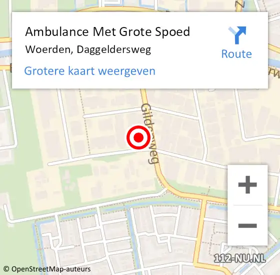 Locatie op kaart van de 112 melding: Ambulance Met Grote Spoed Naar Woerden, Daggeldersweg op 24 juni 2016 09:20