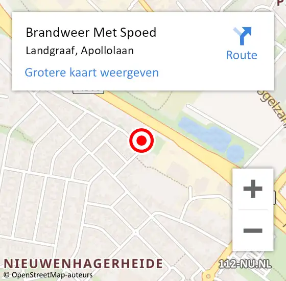 Locatie op kaart van de 112 melding: Brandweer Met Spoed Naar Landgraaf, Apollolaan op 24 juni 2016 09:25