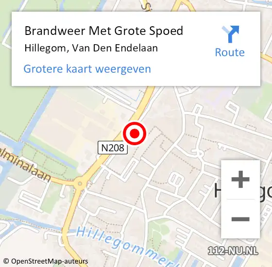 Locatie op kaart van de 112 melding: Brandweer Met Grote Spoed Naar Hillegom, Van Den Endelaan op 24 juni 2016 09:40