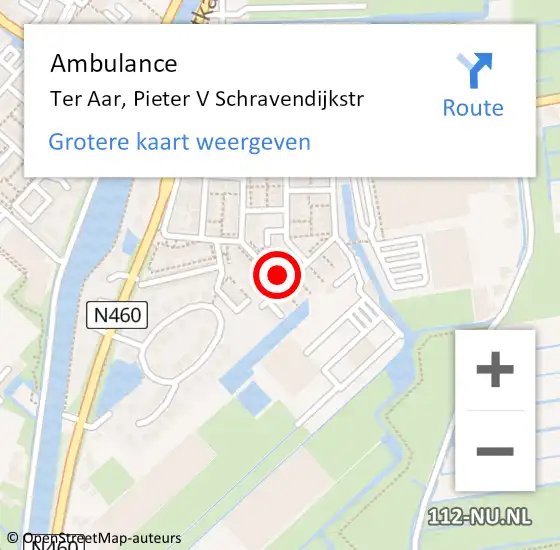 Locatie op kaart van de 112 melding: Ambulance Ter Aar, Pieter V Schravendijkstr op 24 juni 2016 09:44