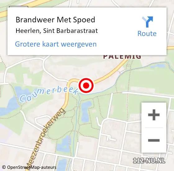 Locatie op kaart van de 112 melding: Brandweer Met Spoed Naar Heerlen, Sint Barbarastraat op 24 juni 2016 10:08