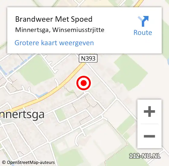 Locatie op kaart van de 112 melding: Brandweer Met Spoed Naar Minnertsga, Winsemiusstrjitte op 24 juni 2016 10:30