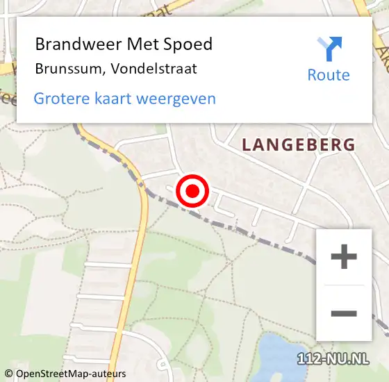 Locatie op kaart van de 112 melding: Brandweer Met Spoed Naar Brunssum, Vondelstraat op 24 juni 2016 11:10