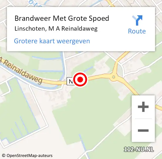 Locatie op kaart van de 112 melding: Brandweer Met Grote Spoed Naar Linschoten, M A Reinaldaweg op 16 september 2013 15:00