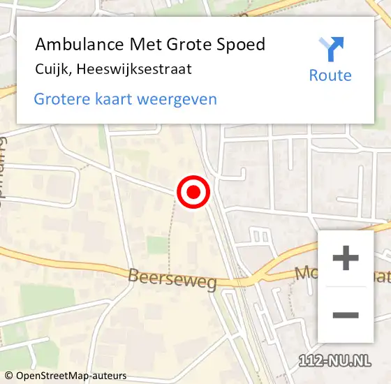 Locatie op kaart van de 112 melding: Ambulance Met Grote Spoed Naar Cuijk, Heeswijksestraat op 24 juni 2016 11:28